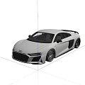White Audi Two Door Sports Car In Spacious Modern Studio With Reflective Floor