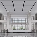 Hotel Lobby Modern Design With Large Windows Marble Flooring And Reception Desk