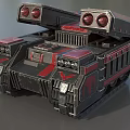 Sci Fi Armored Tank 3D Model With Red Black Futuristic Design 3d model