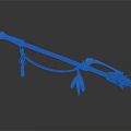 Decorative Spear Featuring Blue Spearhead Gray Shaft Blue Grip And Red Green Tassels