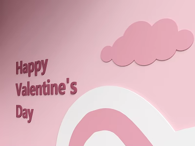 Valentine's Day Wall Decor with Pink Cloud Rainbow and Happy Text on Pink Background 3d model