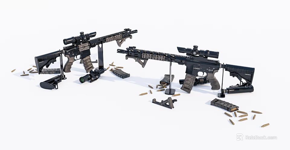 Realistic Military Action Figures With Weapons And Accessory Displays 3d model 