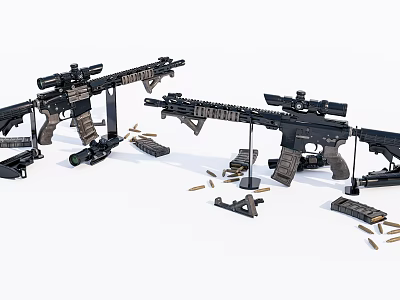 Realistic Military Action Figures With Weapons And Accessory Displays 3d model