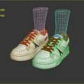 White Stylish Sneakers With Red Laces Red Accents And Black Logo Design