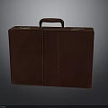 Brown Leather Storage Box Furniture With Handle Stitching And Metal Clasps