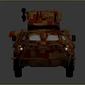 Military Armored Vehicle With Camouflage Pattern Turret Cannons And Six Wheels