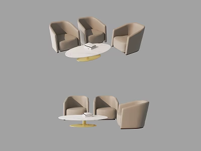 Modern Casual Sofa Set Design With Round Coffee Table And Comfortable Seats 3d model