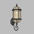 Classic Style Wall Lamp With Black Metal Frame Glass Shade And Decorative Curve