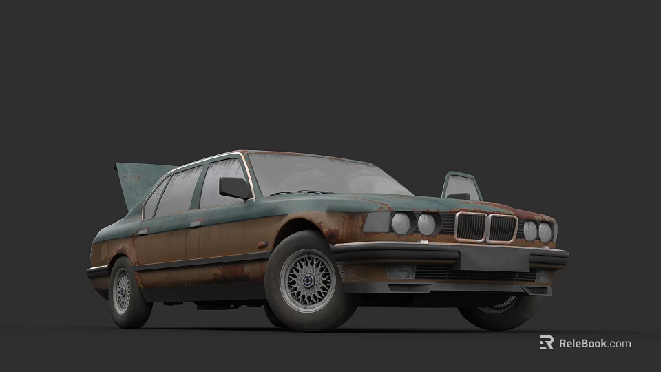 Vintage Rusty Classic Car With Green And Brown Body And Old Model Design 3d model 