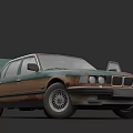 Vintage Rusty Classic Car With Green And Brown Body And Old Model Design