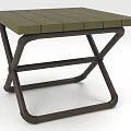 Contemporary Stool With Wooden Slat Top And X Shaped Metal Legs Design
