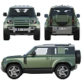 Green SUV Exterior Design With Silver Wheels Rear Spare Tire And Front Headlights