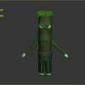 Anthropomorphic Creature With Brown Body Green Leafy Top Striped Pants White Gloves And Angry Expression