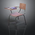 Wooden Student Desk Chair With Metal Frame And Books On Table