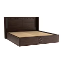 Dark Wood Double Bed With Intricate Carved Headboard And Sturdy Frame