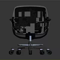 Modern Office Chair Featuring Silver Frame Black Cushion Armrests Wheeled Base And Blue Light Ring