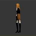 Orange Haired Fashion Outfit With Black Top Orange Skirt Boots And Bag