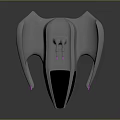 Futuristic Silver Streamlined Spaceship With Transparent Cockpit And Purple Lights For Space Exploration