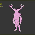 Mythical Deer Like Creature With Green Skin Large Antlers And Muscular Body
