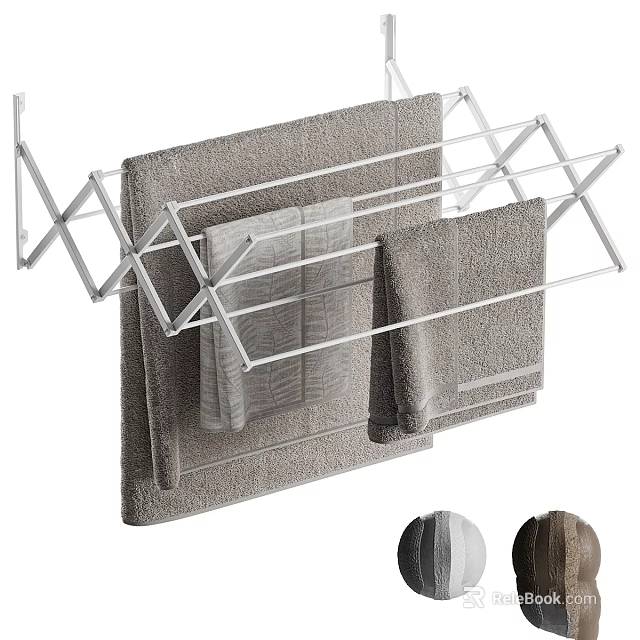Foldable Modern Laundry Drying Rack with Soft Towels for Household Daily Use 3d model 