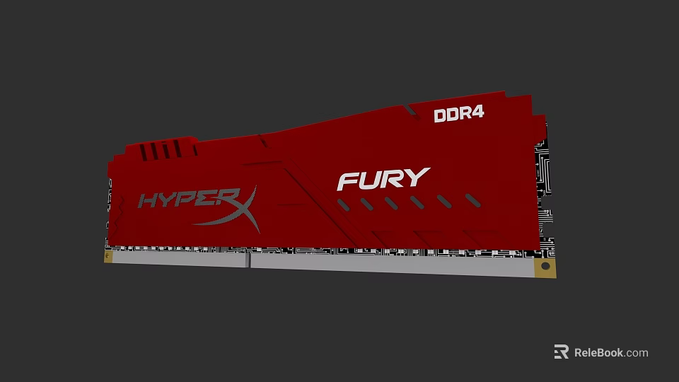 HyperX Fury DDR4 RAM Module With Red Design And High Performance 3d model 