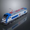 Modern Blue and White Electric Locomotive Model with Red Pantographs and CR Logo