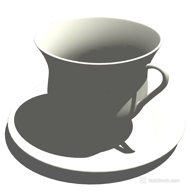 Simple Ceramic Dinnerware Set With Cup And Saucer For Dining Table Use 3d model 