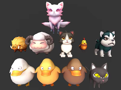 Modern game character small animals 3d model