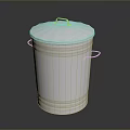 Stainless Steel Metal Trash Can With Lid Handles And Vertical Stripes