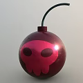 Red Bomb Weapon Featuring Skull Design And Black Fuse For Tactical Use