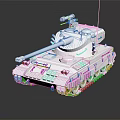 White Tank Model With Turret Cannon Yellow Lights And Black Background Reflection 3d model