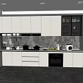 Modern Kitchen Interior With White Cabinets Marble Countertop And Built-in Appliances