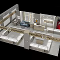 Elegant Modern Jewelry Store Interior With Display Counters And Soft Lighting 3d model