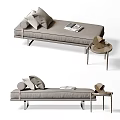 Modern Gray Chaise Lounge Interior With Soft Pillows Side Table And Magazines 3d model