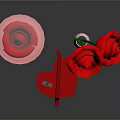 Red Roses In Glass Cloche With Pink Vase And Red Gift Box