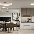 Modern Living and Dining Room Interior With Beige Sofa Coffee Table Rug And Large Window