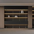 Modern Bookcase Interior Design With Layered Shelves Lighting And Decorative Books
