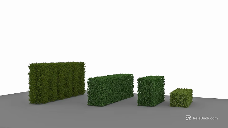 Well Trimmed Green Bushes in Various Sizes for Garden Landscaping 3d model 