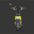 Yellow Lightweight Motorcycle With Front Headlight Handlebar Mirrors Storage And Compact Design 3d model