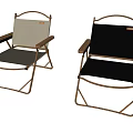 Folding Lounge Chair with Beige and Black Design and Metal Frame for Outdoor Use