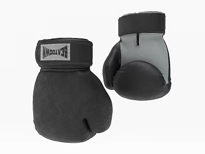 Black Manilla Leather Boxing Gloves Pair For Training And Sports Use 3d model