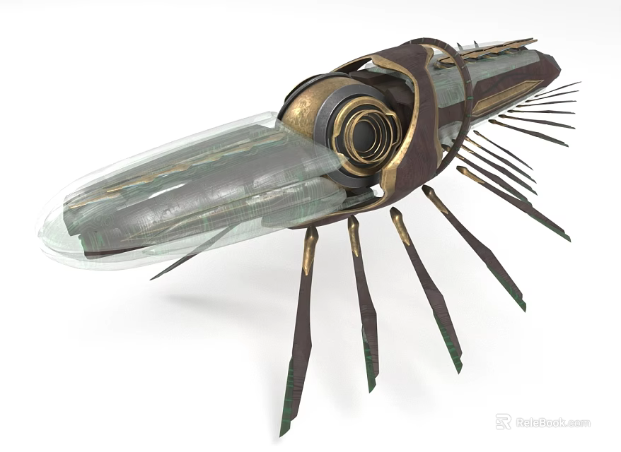 Detailed Intricate Futuristic Biomechanical Device With Transparent Casing And Metallic Leg Structures 3d model 