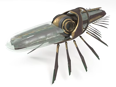 Detailed Intricate Futuristic Biomechanical Device With Transparent Casing And Metallic Leg Structures 3d model