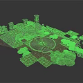 Ancient Stone Ruin Platform Structure With Circular Center Area Stone Steps And Broken Pillars