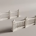 Ornamental White Stone Balustrades With Carved Posts And Intricate Patterns 3d model