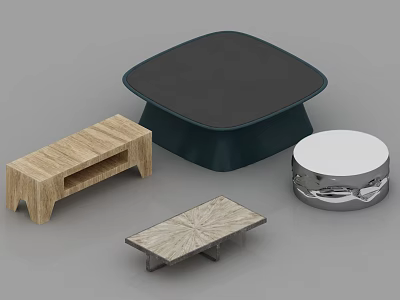 Diverse Coffee Tables With Wooden Metal And Patterned Designs In Square Round Rectangular Shapes 3d model