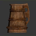 Rustic Wooden Mug With Rope Wrapped Design Textured Surface And Sturdy Handle