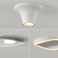 Modern White Ceiling Light Fixtures Featuring Curved Leaf and Circular Design Styles with Illumination