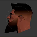 Low Poly Male Character Head With Black Hair Sunglasses Beard And Red Black Gradient