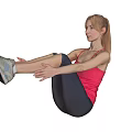 A Woman Doing Sit Ups In Red Tank Top And Dark Leggings With Sneakers